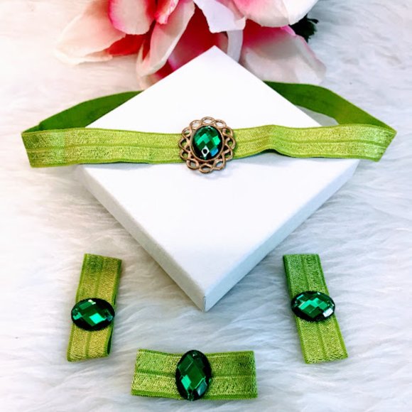 Princess Jasmine Set Green Elastic Headband - Picture 1 of 3